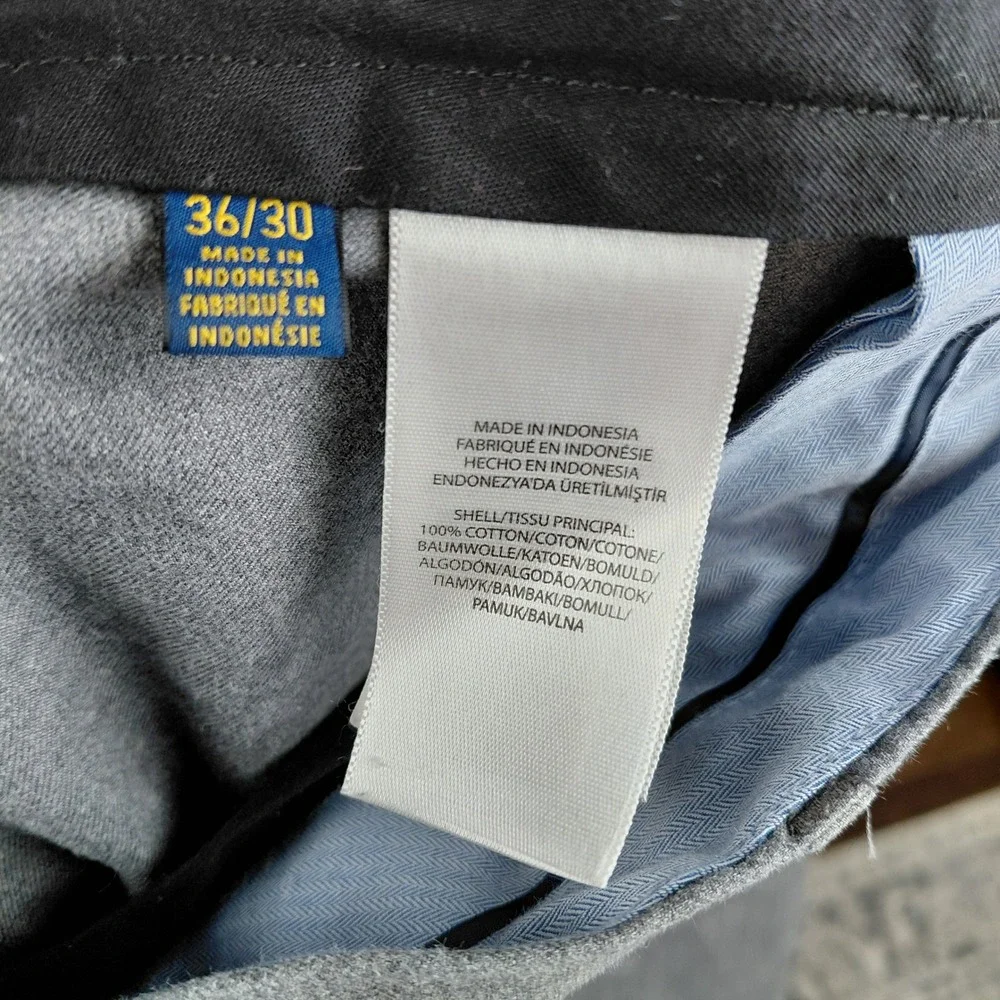 Polo Ralph‎ Lauren Mens Stretch Straight Fit Chino Pants Grey 36x30 Cotton